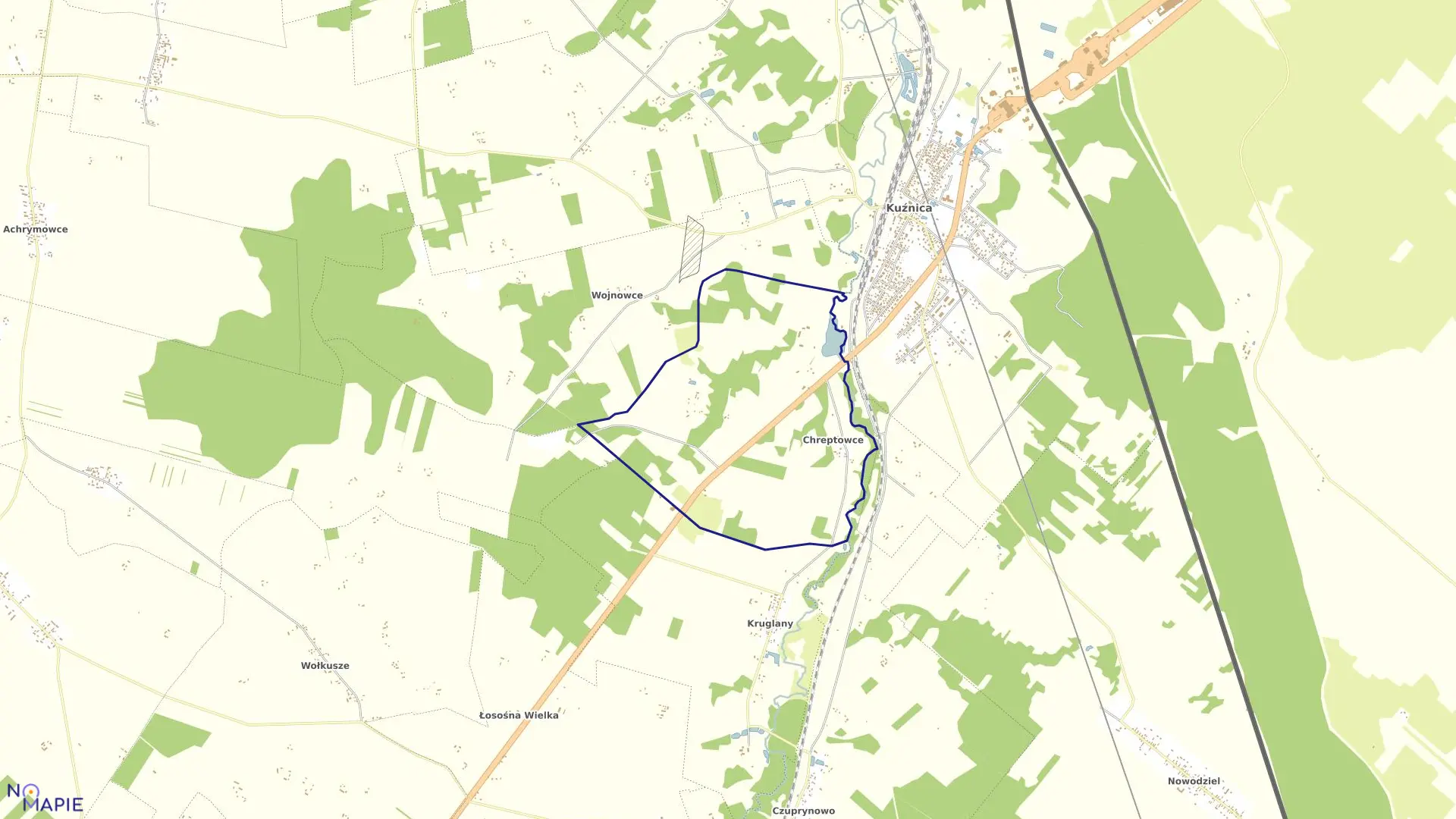 Mapa obrębu CHREPTOWCE w gminie Kuźnica