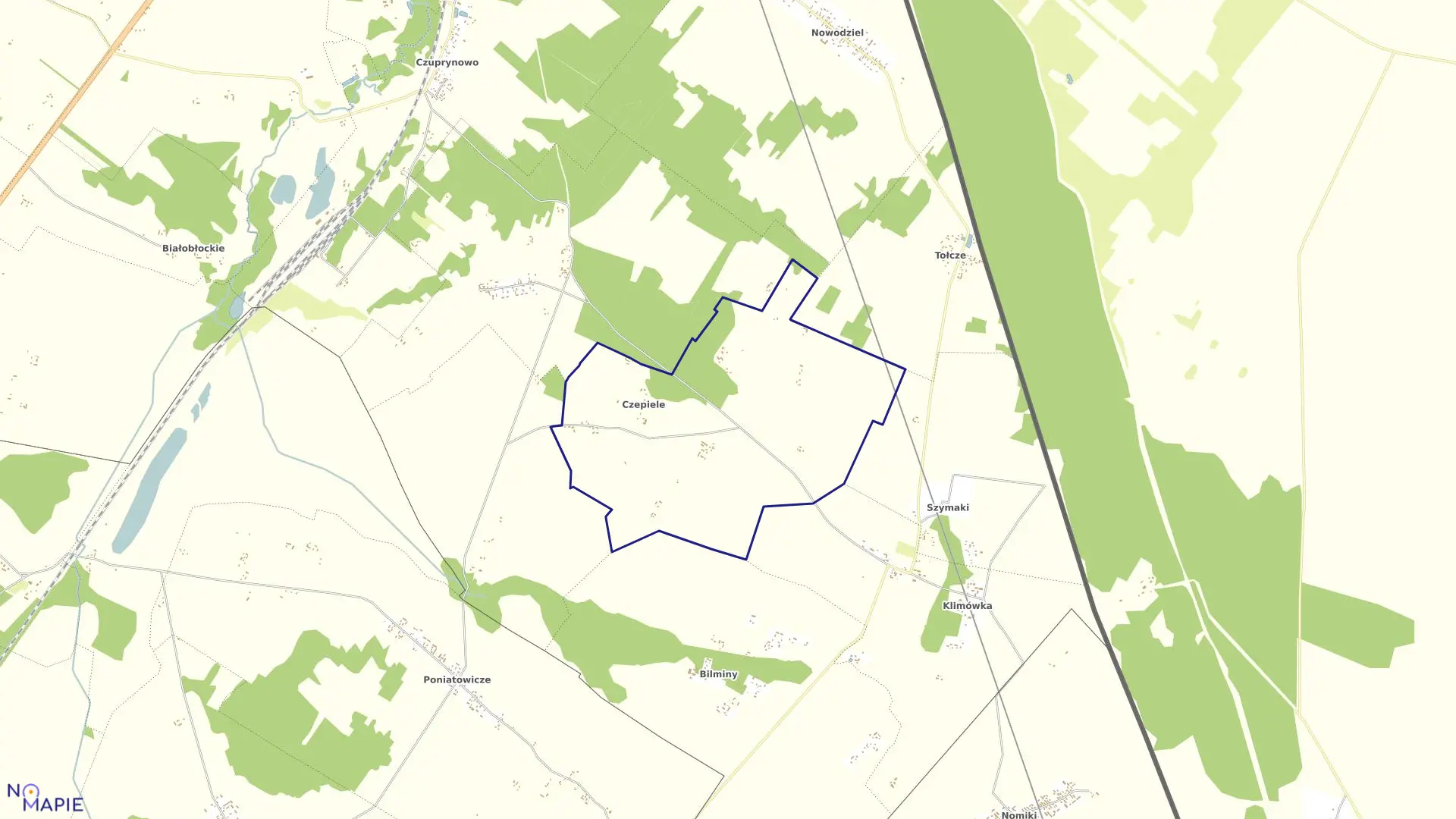 Mapa obrębu CZEPIELE w gminie Kuźnica