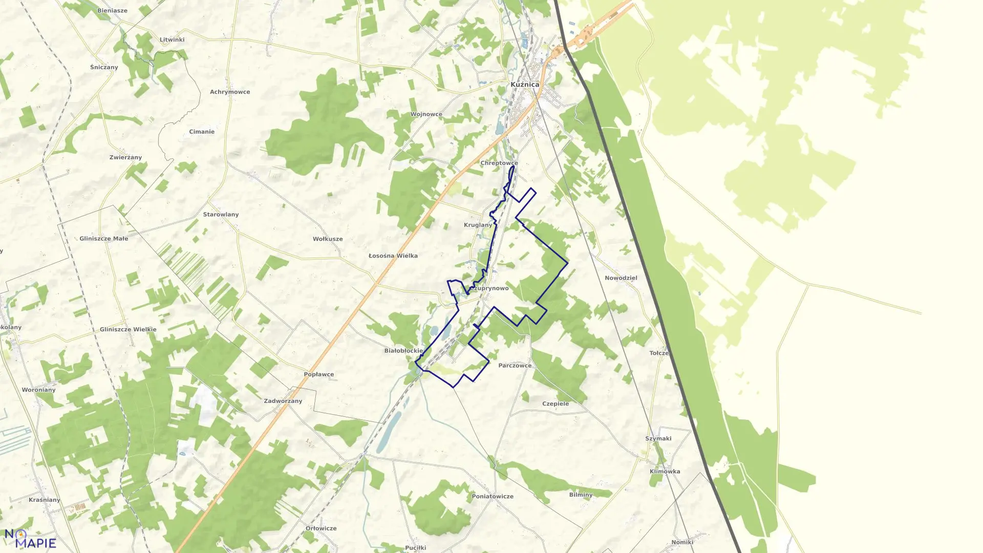 Mapa obrębu CZUPRYNOWO w gminie Kuźnica