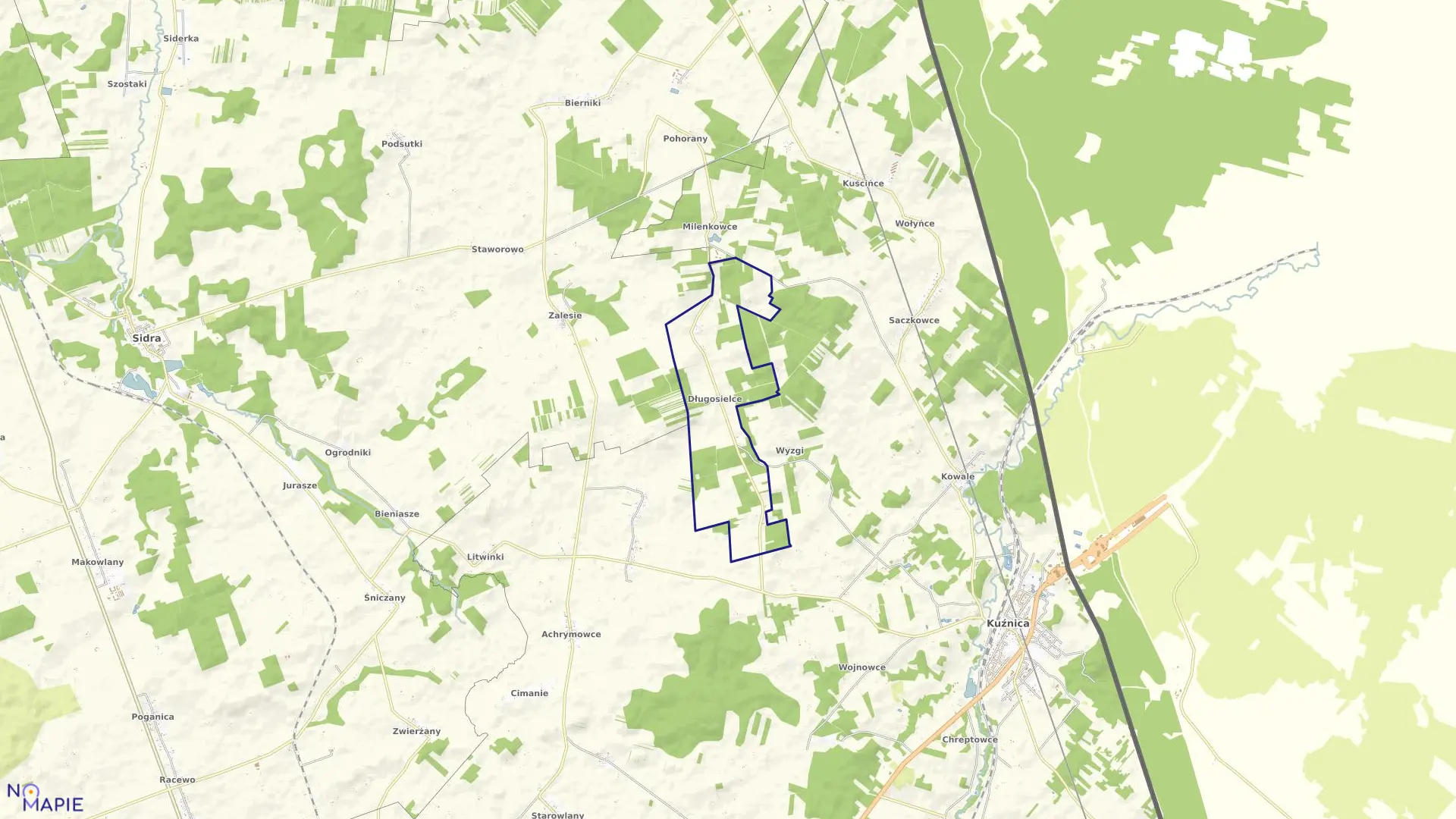 Mapa obrębu DŁUGOSIELCE w gminie Kuźnica