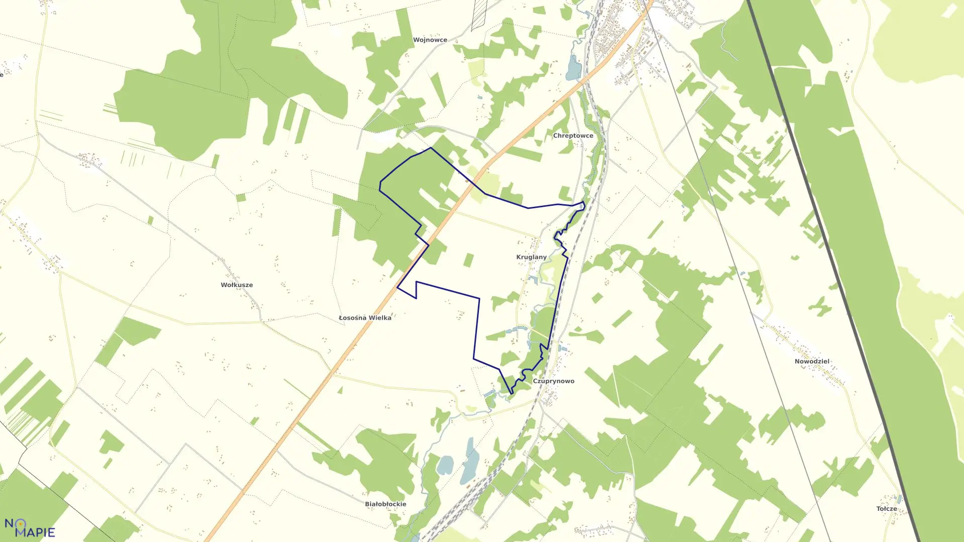 Mapa obrębu KRUGLANY w gminie Kuźnica