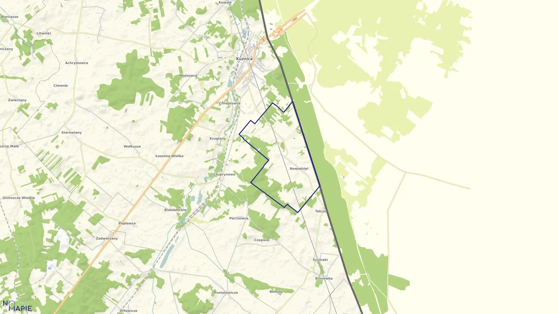 Mapa obrębu NOWODZIEL w gminie Kuźnica