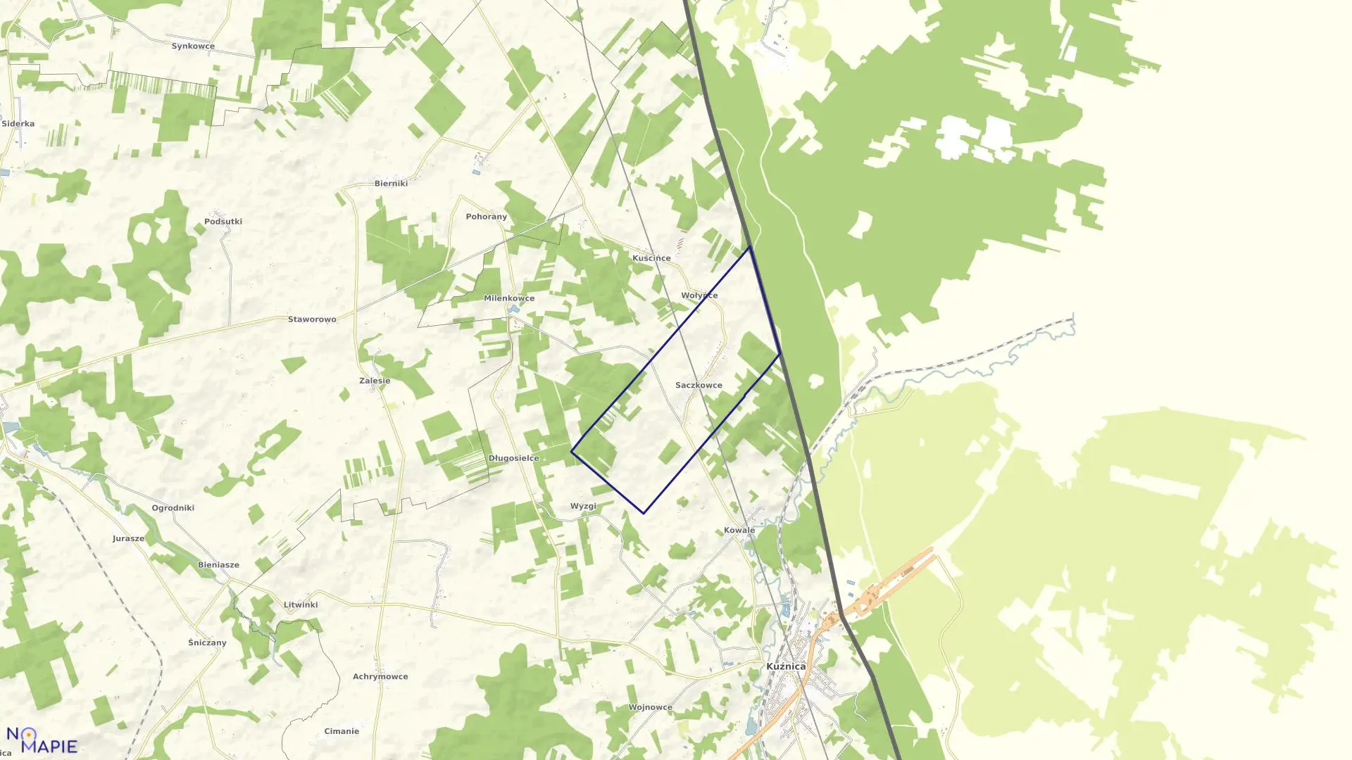 Mapa obrębu SACZKOWCE w gminie Kuźnica